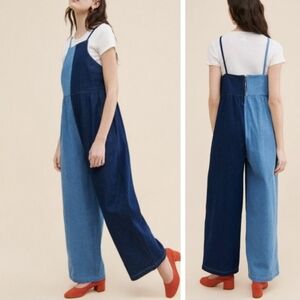 Rare Rita Row Neo Colorblock denim jumpsuit  Anthologie oversized overalls